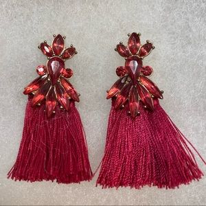 Pink and gold tassel earrings